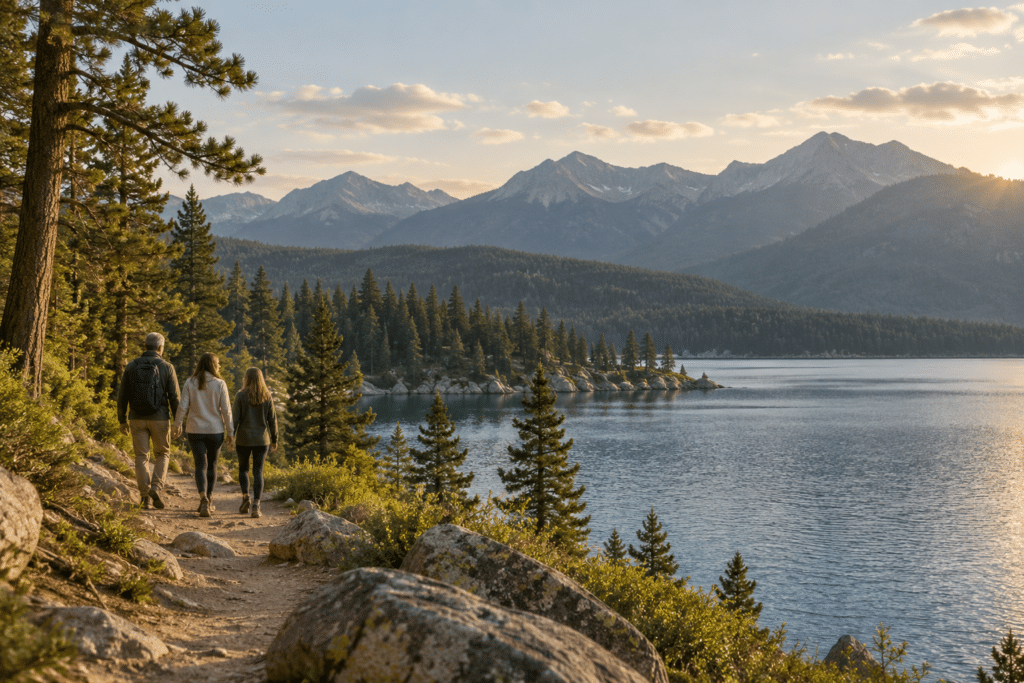 Golden Hour Hike by the Mountain Lake Riverwater Partners | Responsible Investing | Milwaukee | Wealth Management | Financial Planning