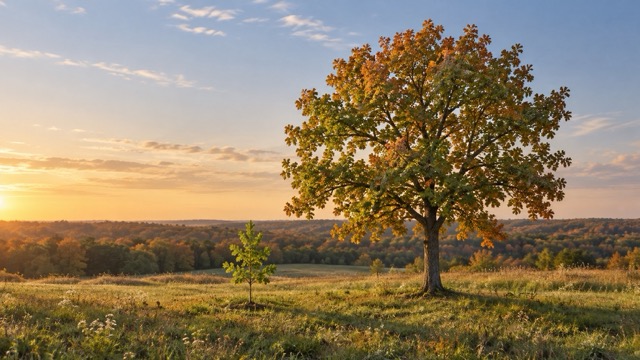 Oak generations in an autumn meadow Medium Riverwater Partners | Responsible Investing | Milwaukee | Small Cap Equity Strategies